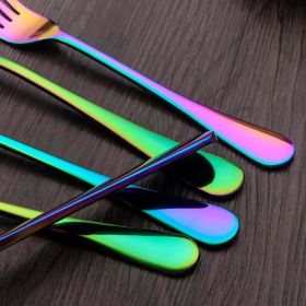 Colorful Silverware Set, 24-Piece Stainless Steel Rainbow Flatware Set, Iridescent Cutlery Utensils Set Service for 6, Mirror Polished, Dishwasher Saf