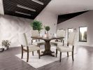 Classic Contemporary Set of 2 Dining Chairs Ivory Fabric Padded Linen Chairs Upholstered Cushion Side Chairs Nailhead Trim Kitchen Dining Room Solid w