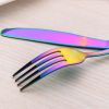 Colorful Silverware Set, 24-Piece Stainless Steel Rainbow Flatware Set, Iridescent Cutlery Utensils Set Service for 6, Mirror Polished, Dishwasher Saf