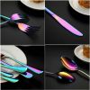 Colorful Silverware Set, 24-Piece Stainless Steel Rainbow Flatware Set, Iridescent Cutlery Utensils Set Service for 6, Mirror Polished, Dishwasher Saf