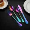 Colorful Silverware Set, 24-Piece Stainless Steel Rainbow Flatware Set, Iridescent Cutlery Utensils Set Service for 6, Mirror Polished, Dishwasher Saf