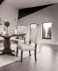 Classic Contemporary Set of 2 Dining Chairs Ivory Fabric Padded Linen Chairs Upholstered Cushion Side Chairs Nailhead Trim Kitchen Dining Room Solid w