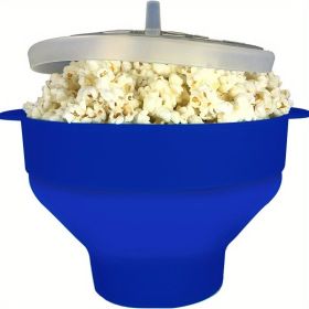 1 pc Collapsible Silicone Microwave Popcorn Popper - Quick and Easy Way to Make Delicious Popcorn at Home (Color: Blue)