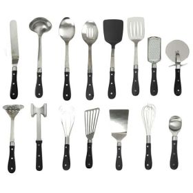 Frontier Collection 15-Piece All in One Kitchen Utensil Set, Red (Color: Black)