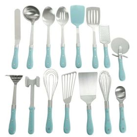 Frontier Collection 15-Piece All in One Kitchen Utensil Set, Red (Color: Turquoise)