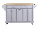 Cambridge Natural Wood Top Kitchen Island with Storage