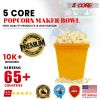 5 Core The Original Microwave Popcorn Popper, Silicone Popcorn Maker W/Lid, Reusable Jumbo Microwavable Bowl - Hot Air Popper - No Oil Required - BPA-