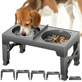 Elevated Dog Bowls for Large Dogs, Slow Feeder Dog Food and Water Bowls for Dogs No Spilling, Plastic Raised Dog Bowls with Stand for Medium Dog