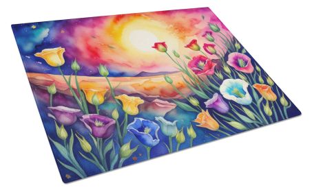 NEW Lisianthus in Color Glass Cutting Board Decorative Tempered Glass Kitchen Cutting and Serving Board Large Size Chopping Board