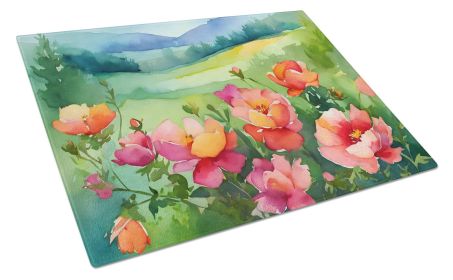 NEW Iowa Wild Prairie Roses in Watercolor Glass Cutting Board Decorative Tempered Glass Kitchen Cutting and Serving Board Large Size Chopping Boa