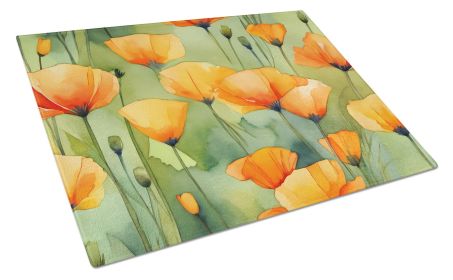 NEW California California Poppies in Watercolor Glass Cutting Board Decorative Tempered Glass Kitchen Cutting and Serving Board Large Size Choppi