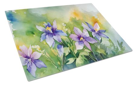 NEW Colorado Rocky Mountain Columbine in Watercolor Glass Cutting Board Decorative Tempered Glass Kitchen Cutting and Serving Board Large Size Ch