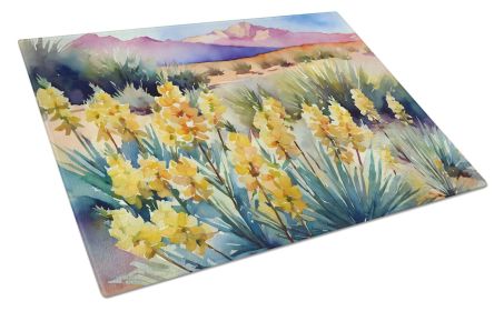 NEW New Mexico Yucca Flower in Watercolor Glass Cutting Board Decorative Tempered Glass Kitchen Cutting and Serving Board Large Size Chopping Boa