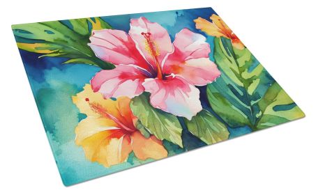 NEW Hawaii Hawaiian Hibiscus in Watercolor Glass Cutting Board Decorative Tempered Glass Kitchen Cutting and Serving Board Large Size Chopping Bo