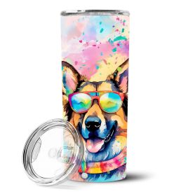 German Shepherd Hippie Dawg Stainless Steel Skinny Tumbler Vacuum Double Walled Reusable Insulated Tumbler Travel Cup for Coffee Cocktails Gift w