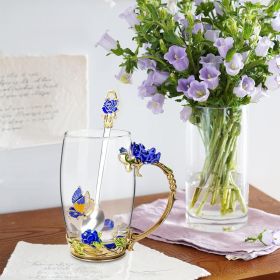 Birthday Gifts for Women Mom Plastic Tea Cup Mothers Valentines Day Gifts for Her from Daughter Son Unique Inspirational Friendship Ideas for Fem (Color: Blue Butterfly Rose)